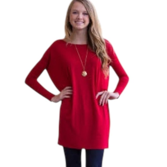 Piko 1988 Red Bamboo Tunic Top Size Small Great Condition - Picture 1 of 9